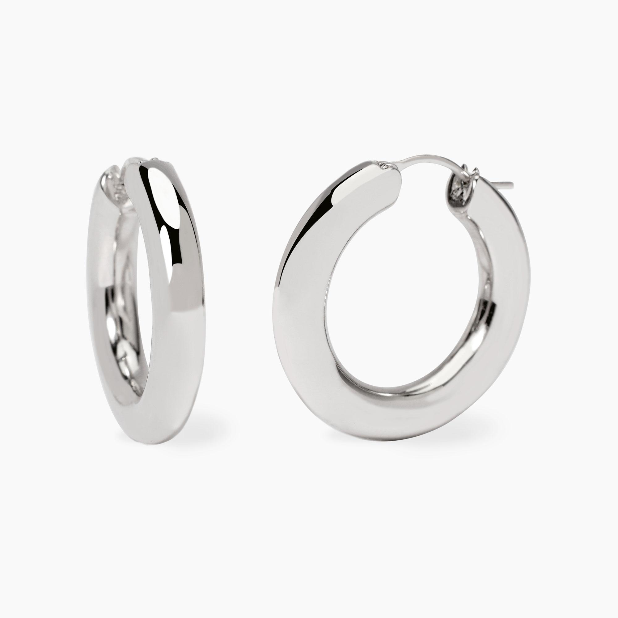 Orecchini A Cerchio Ovali In Argento 925 | Design Piatto Lucidato A Mano, Diametro 22 Mm, Chiusura A Clip, Gioielli Eleganti E Moderni Per Donna