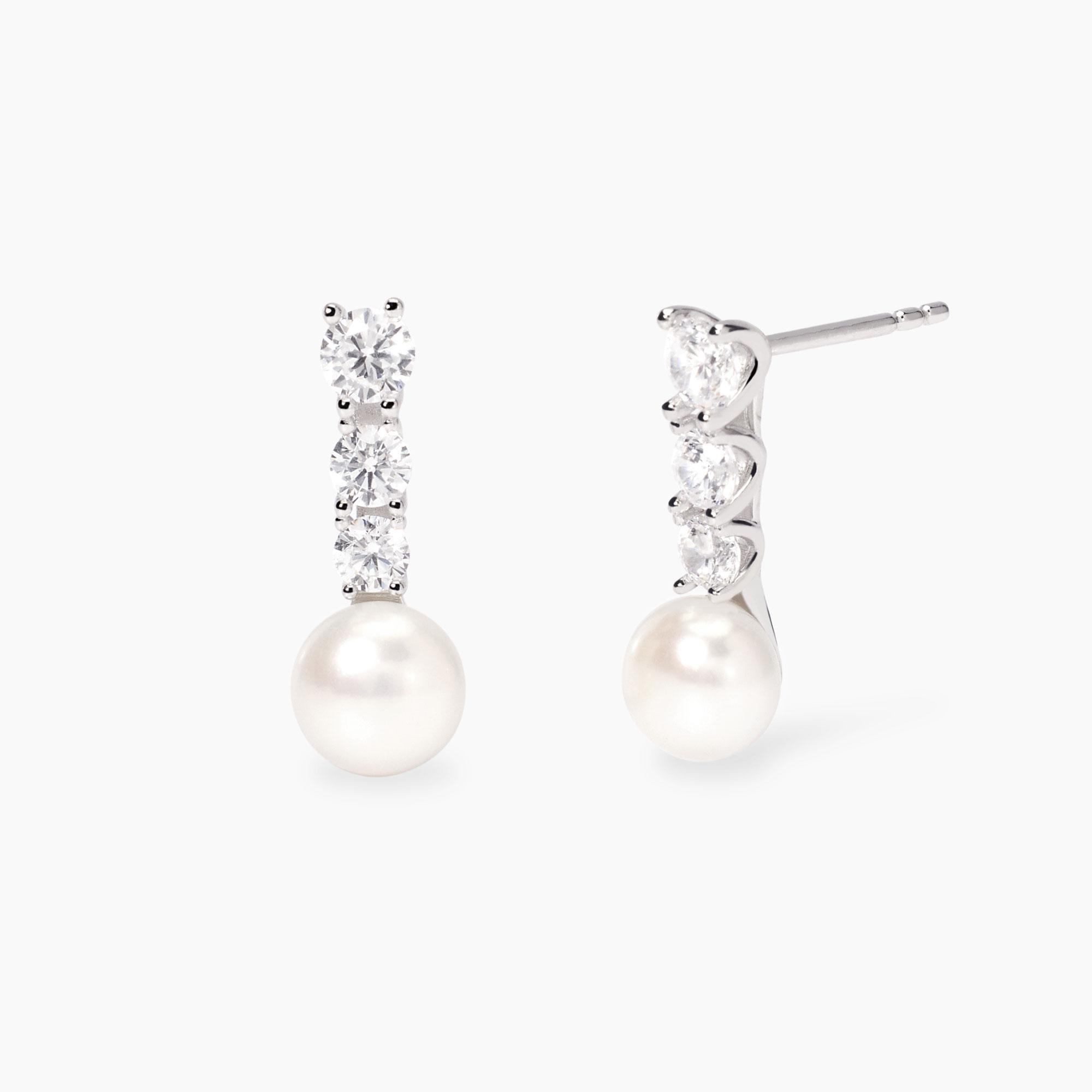 ORECCHINI MABINA IN ARGENTO E PERLE COLTIVATE 6 - 6.5 MM | Biffi Gioielli