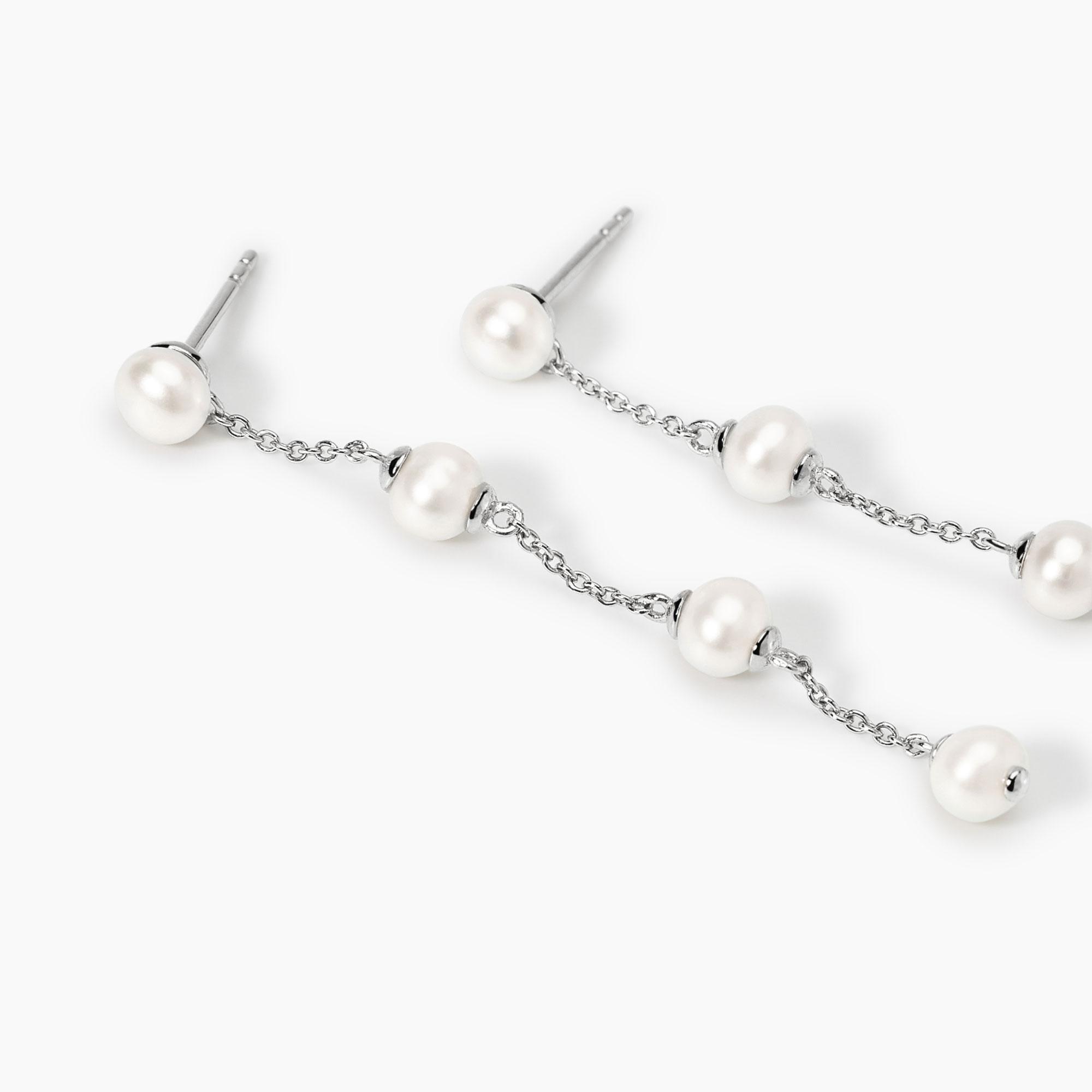 Orecchini Pendenti Linea Sinuosa Circolare con Perle d'Acqua Dolce Coltivate Pandora Essence » PC Gioielli