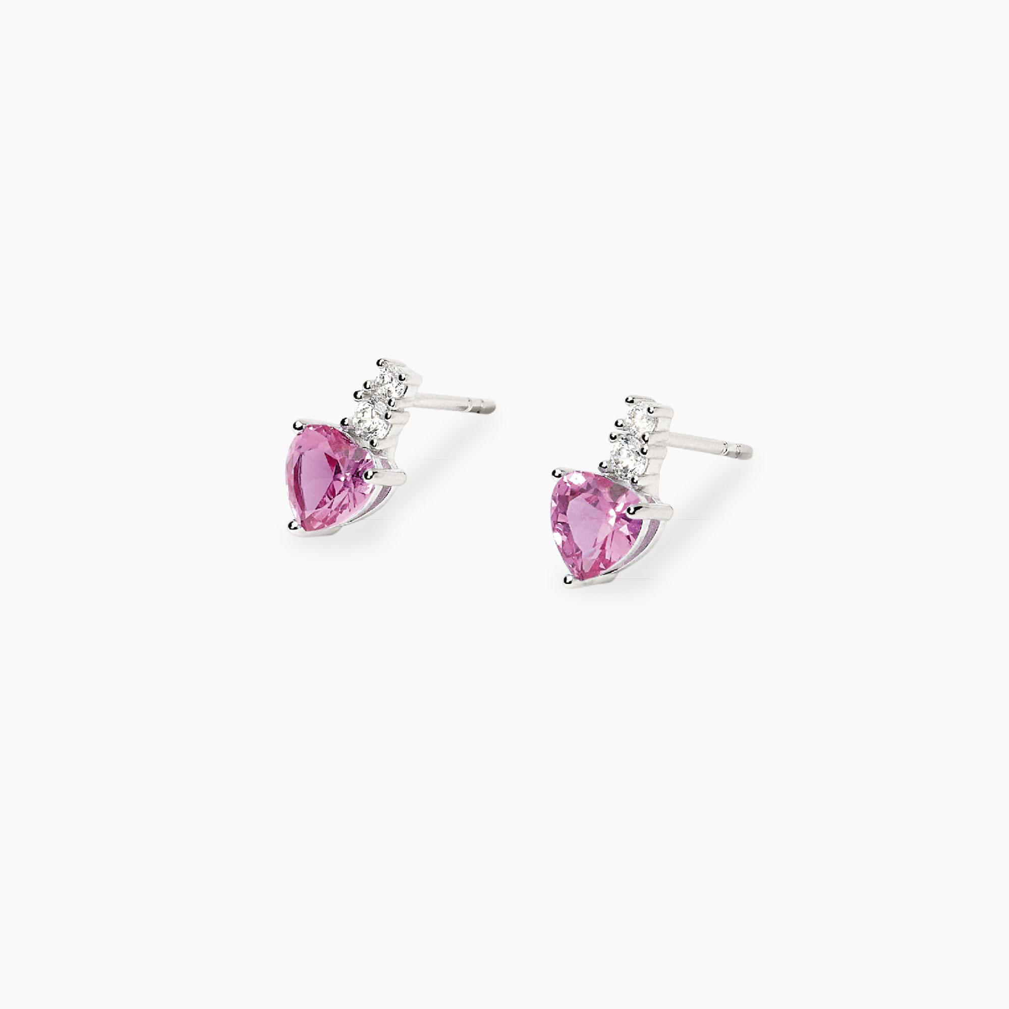 Orecchini Pendenti A Cuore Rosa Donna In Argento Sterling 925 – Luccichio Ispirato