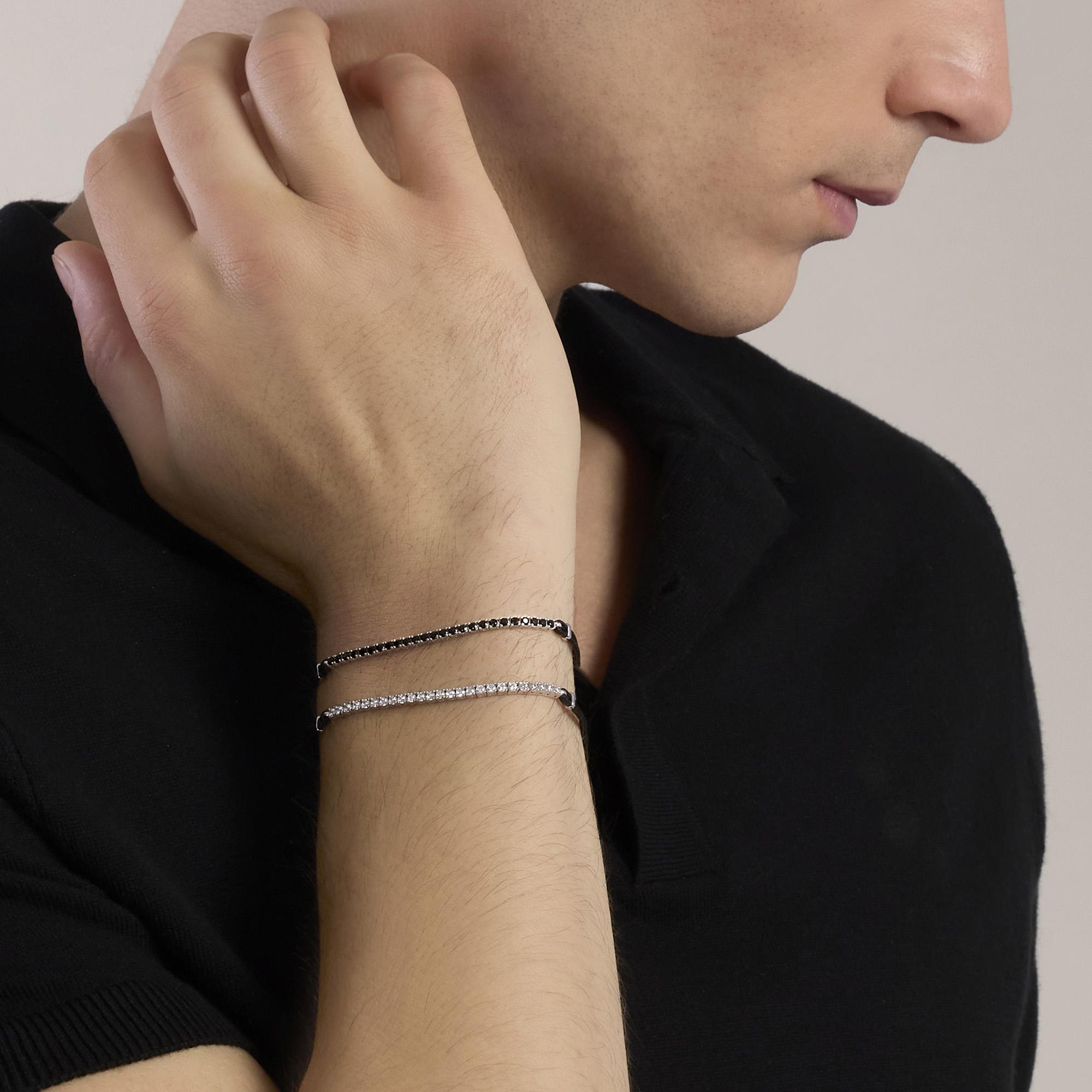 Bracciale Uomo In Acciaio Inox Con Perline Di Onice Ed Ematite 4mm - Regolabile (16-20 Cm) - Fatto A Mano, Gioiello Minimalista - 2