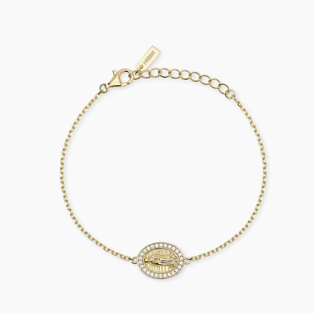 Mabina Gioielli Bracciale In Argento Dorato Con Madonnina Lady Madonna, Taglia: Unica
