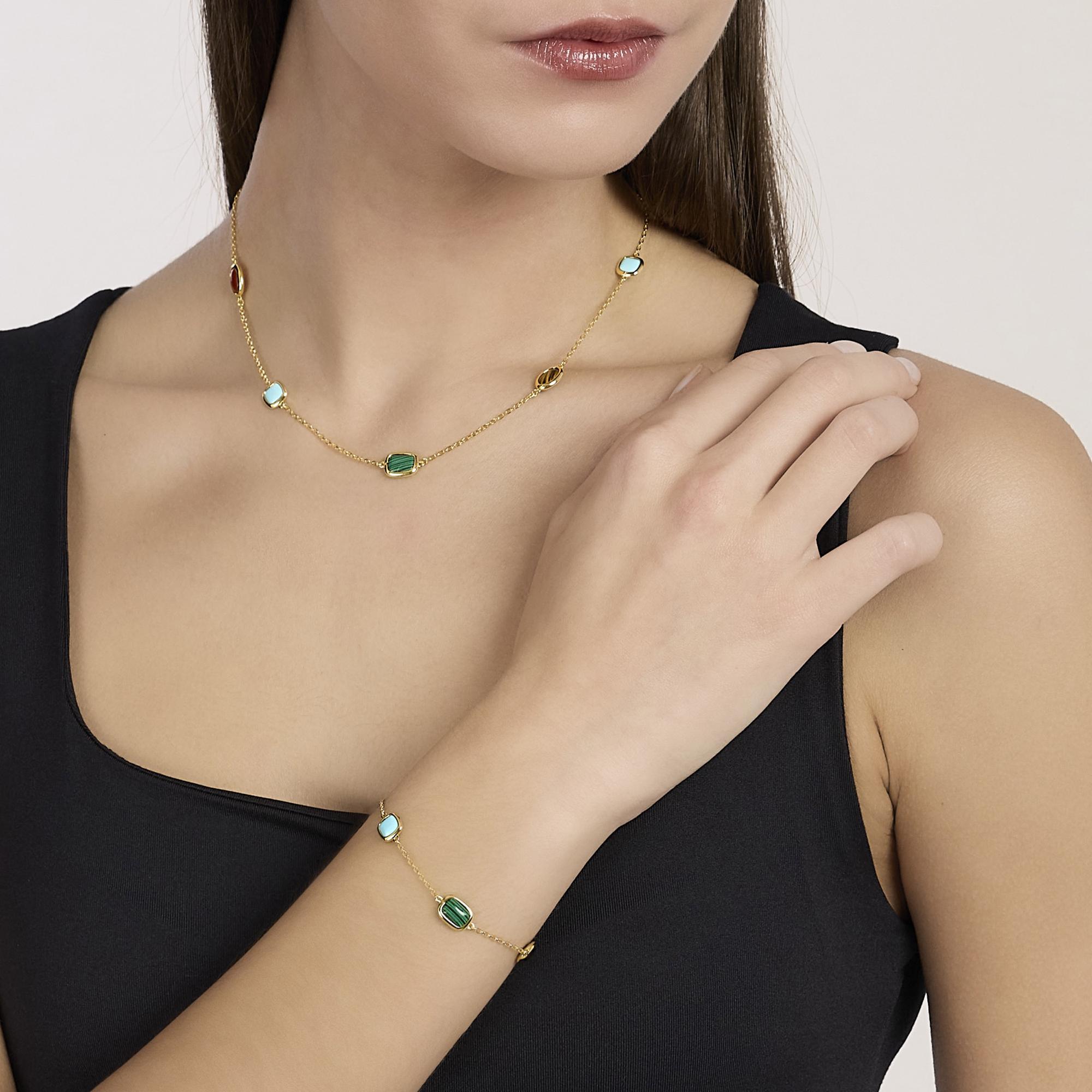 Bracciale Regolabile Moda Placcato Oro 18K Con Fiore E Perle Di Giada Sintetica, Edgda