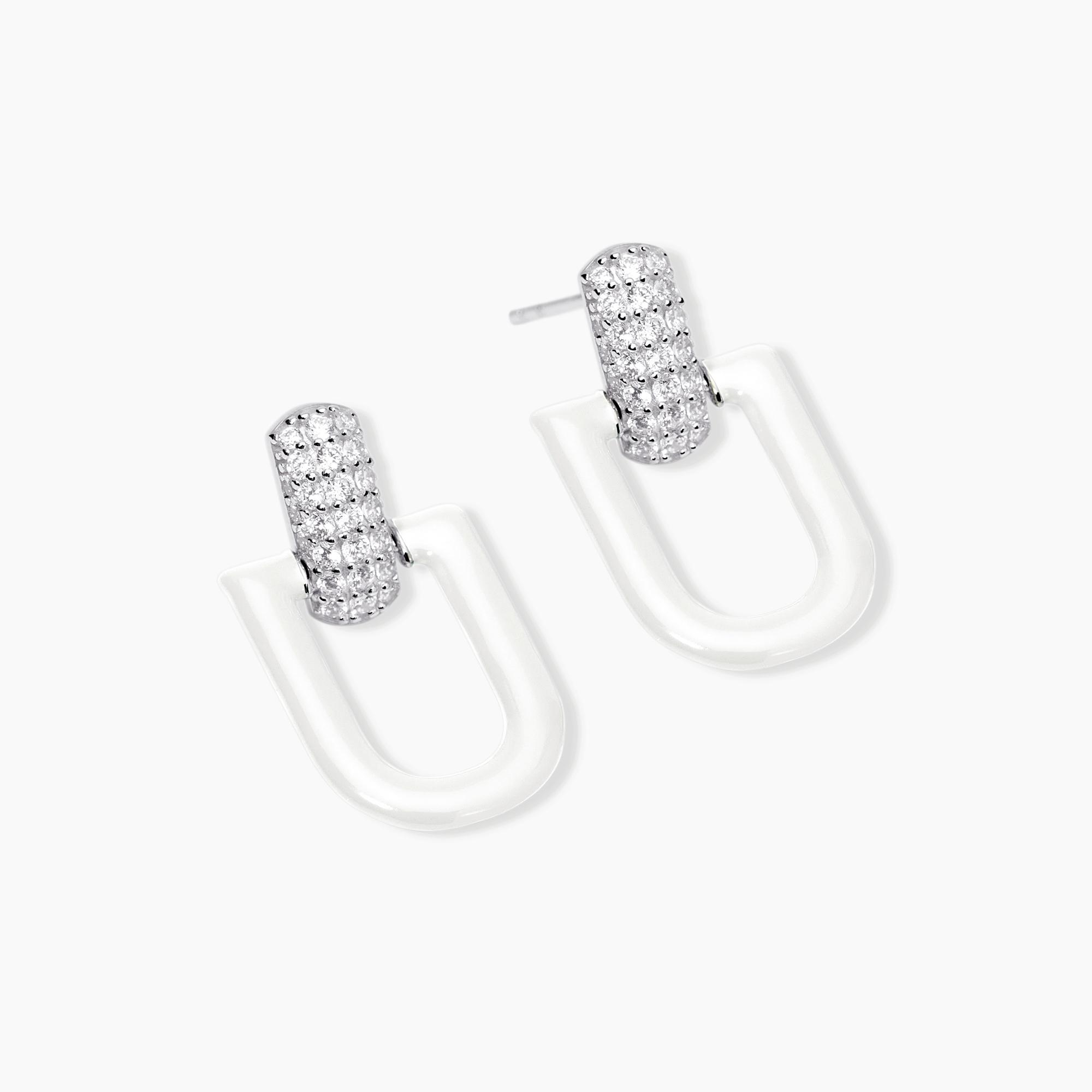 FUNTE Orecchini Pendenti In Argento 925 Con Zirconi Cubici: Drop Da Donna 22x10 Mm, 5 Colori (bianco/viola/rosa/verde/marrone), Ipoallergenici, In Confezione Regalo
