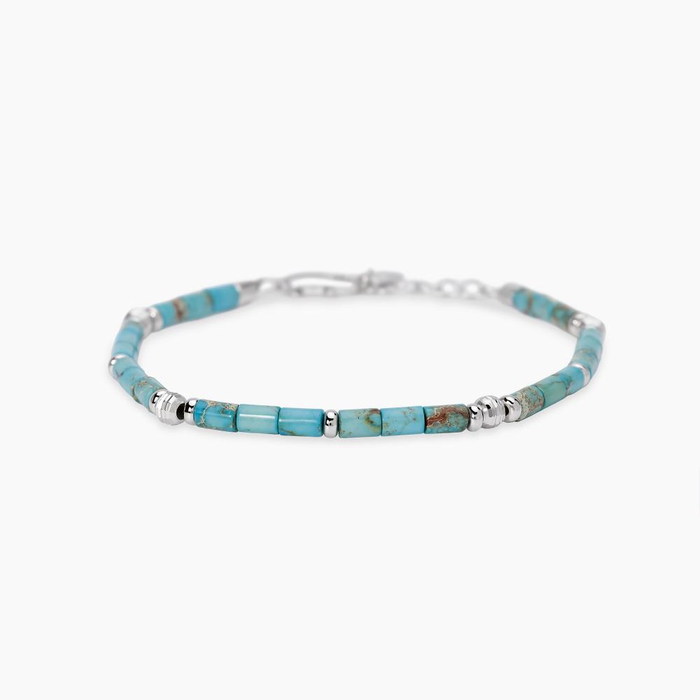 10:10 Bracciale In Pietre Naturali Diaspro Verde 6mm E Acciaio Inox, Prodotto In Italia, Regolabile