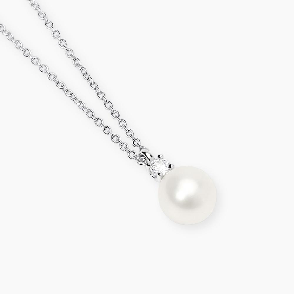 Collana di perle bianche d'acqua dolce, onice nero e spinello - Gioielli Santori - Creazioni d