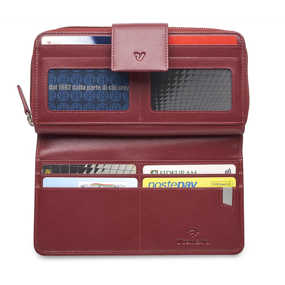 PASCAL Portefeuille femme 19x10x3.5 cm - Rouge foncé