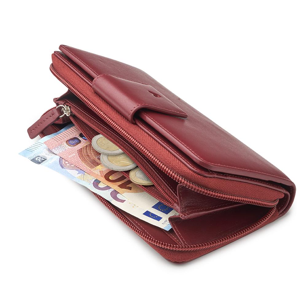 PASCAL Portefeuille femme 19x10x3.5 cm - Rouge foncé