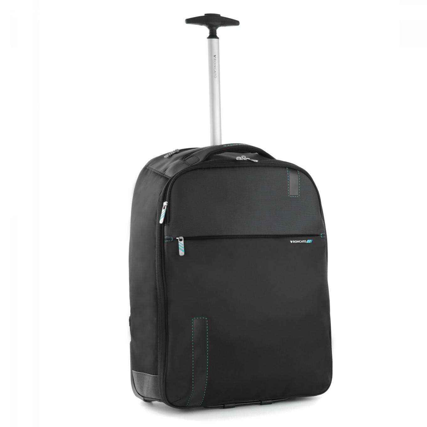 SPEED Sac à dos à roulettes avec compartiment pour ordinateur 15.6 -  55x40x20 cm - Noir/Saphir
