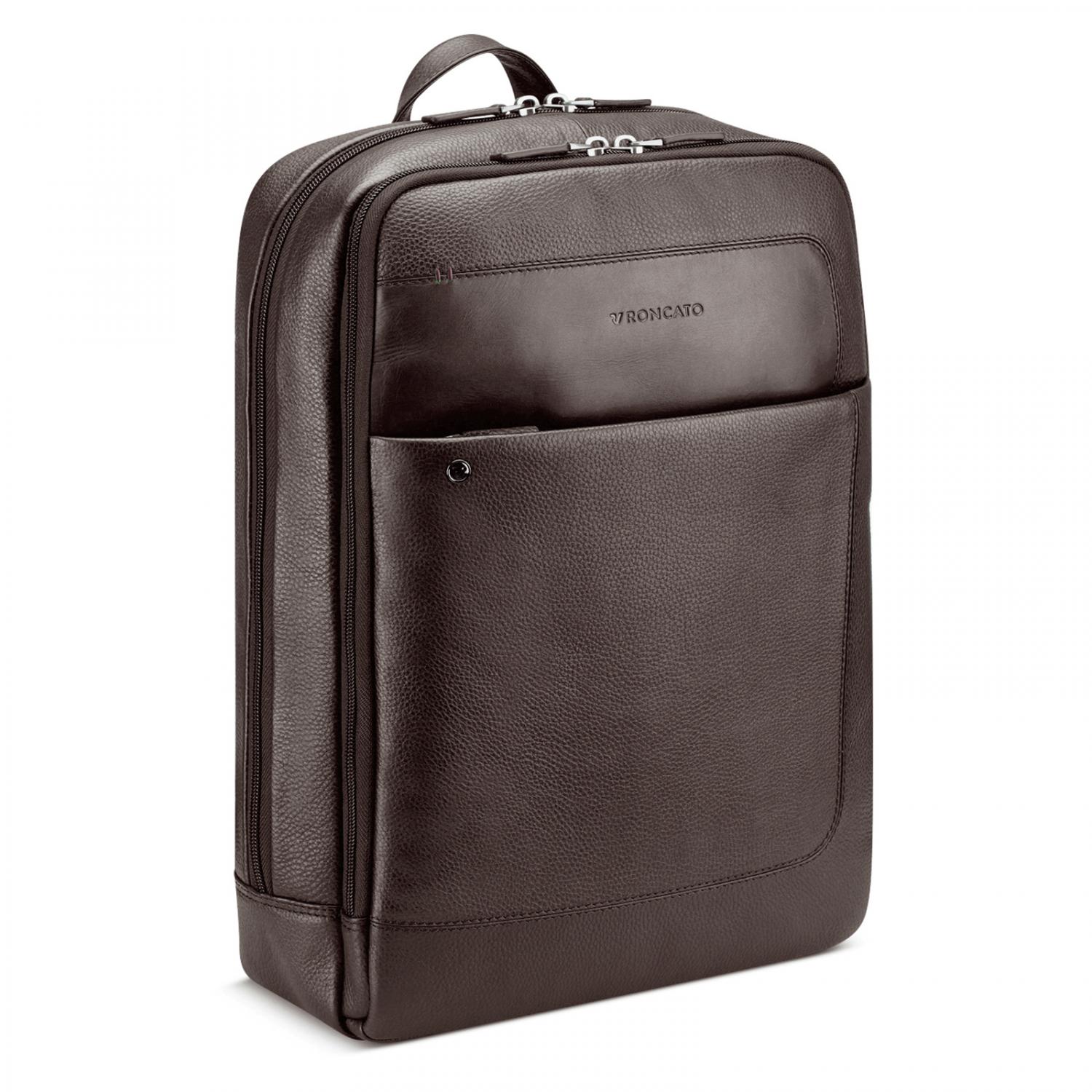 ALASKA Zaino in pelle porta PC 14 -  39.5x30x11 cm - Mogano