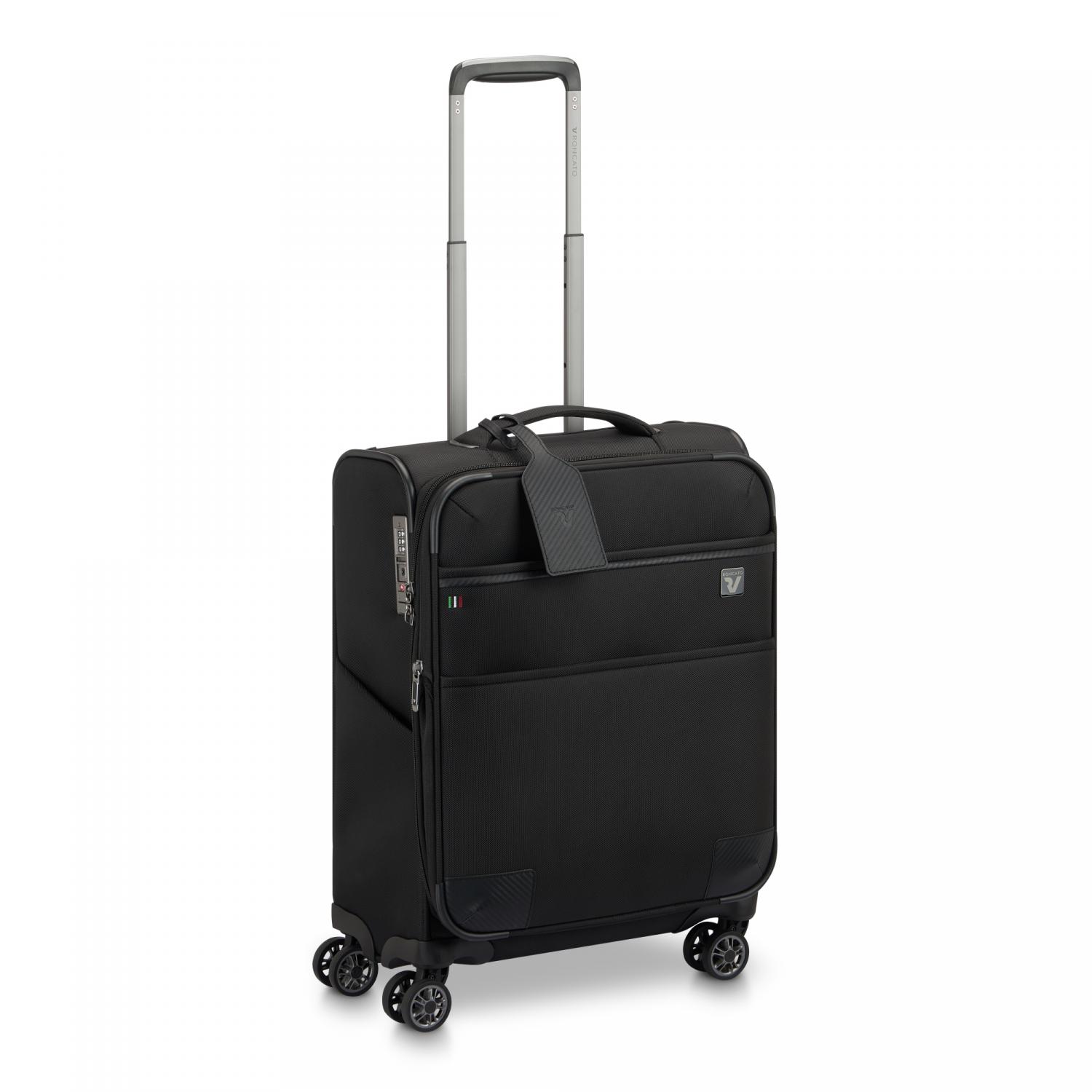 Roncato Uno Soft 3.0 Trolley Bagaglio A Mano 55x40x20/25 Cm Espandibile - Nero