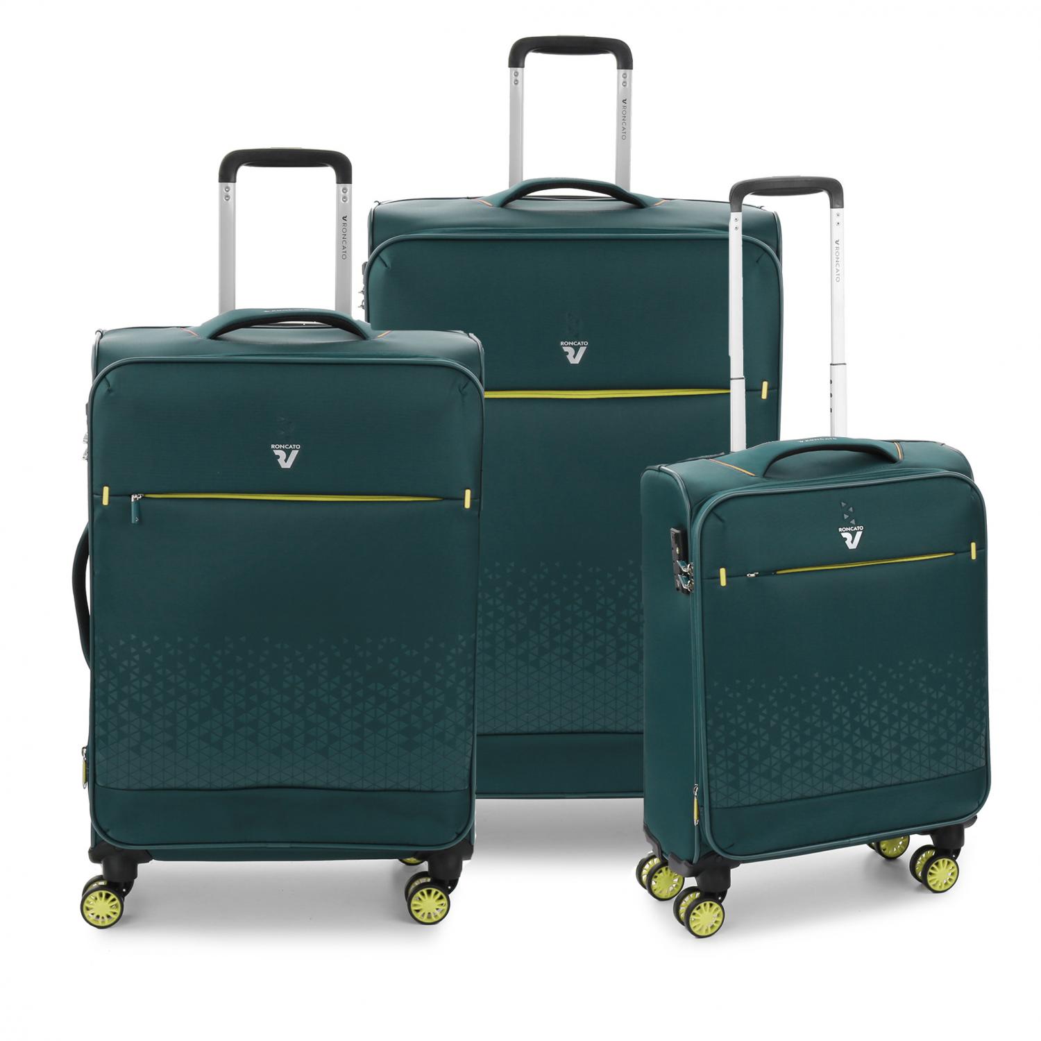 Roncato Crosslite Set Valigie (grande, Medio, Cabina) - Verde Bottiglia