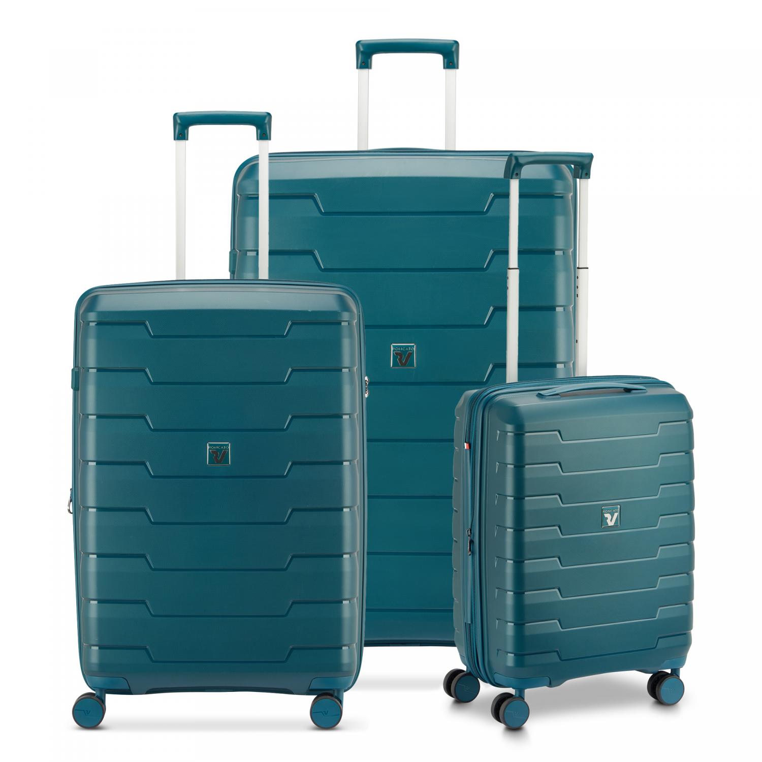 Roncato Skyline 2.0 Set Valigie (grande, Medio, Cabina) - Verde Bottiglia