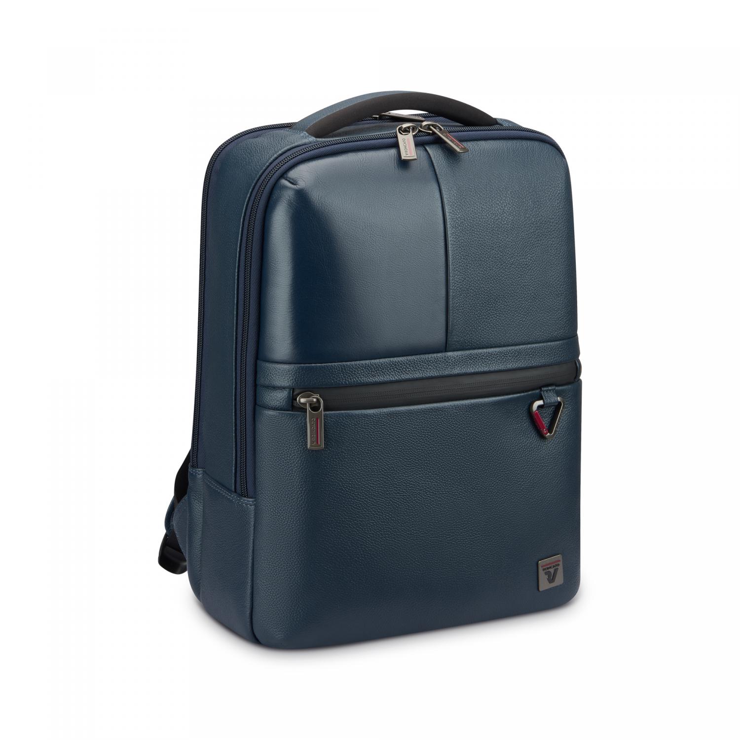 Roncato Trial Dlx Zaino In Pelle Porta Pc 14 - 40,5x30x14 Cm - Blu Navy