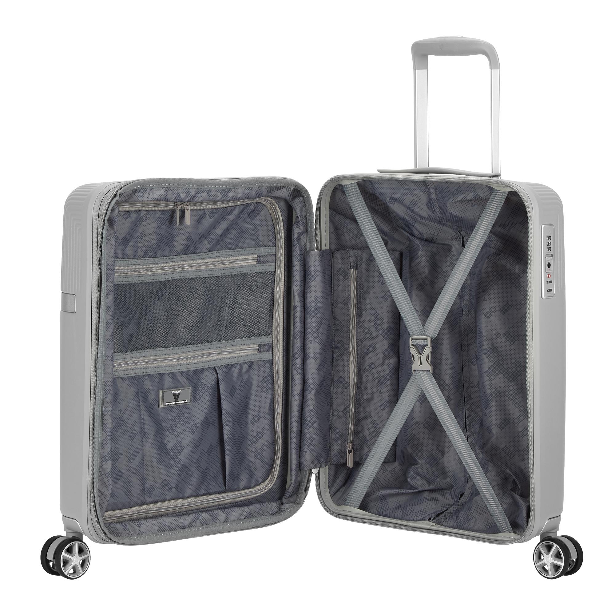 AIRGLAM Trolley bagaglio a mano 55x40x20/25 cm Espandibile - Grigio Perla