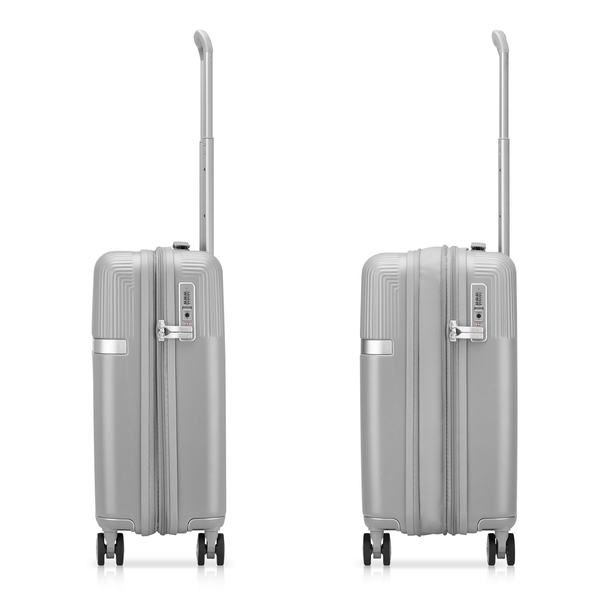 AIRGLAM Trolley bagaglio a mano 55x40x20/25 cm Espandibile - Grigio Perla