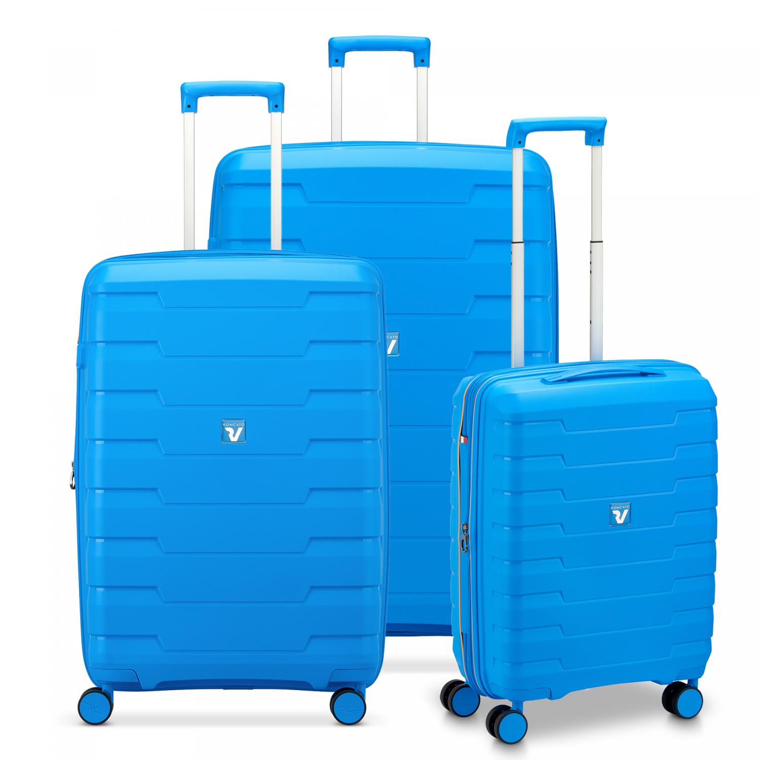 Roncato Skyline 2.0 Set Valigie (grande, Medio, Cabina) - Azzurro