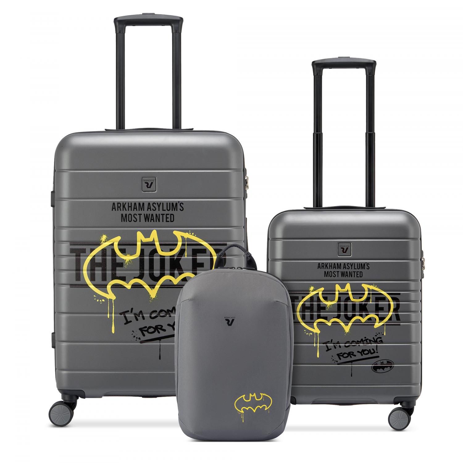 Roncato Dc Comics Set Valigie (medio, Cabina, Zaino Da Viaggio) - Batman