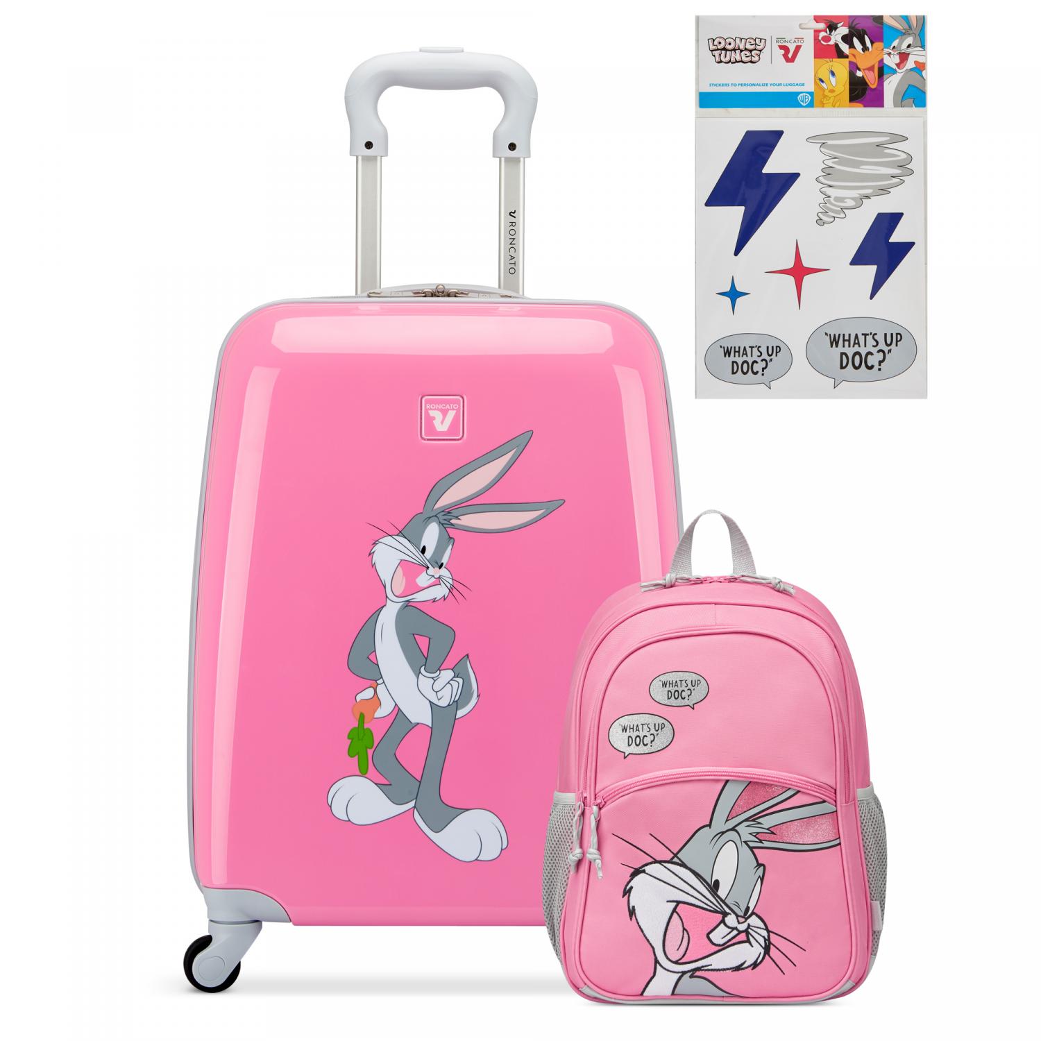 LOONEY TUNES Trolley bagaglio a mano 50x36x22 cm - Bugs Bunny - LOONEY TUNES Zaino da viaggio 42x31x13 cm - Bugs Bunny