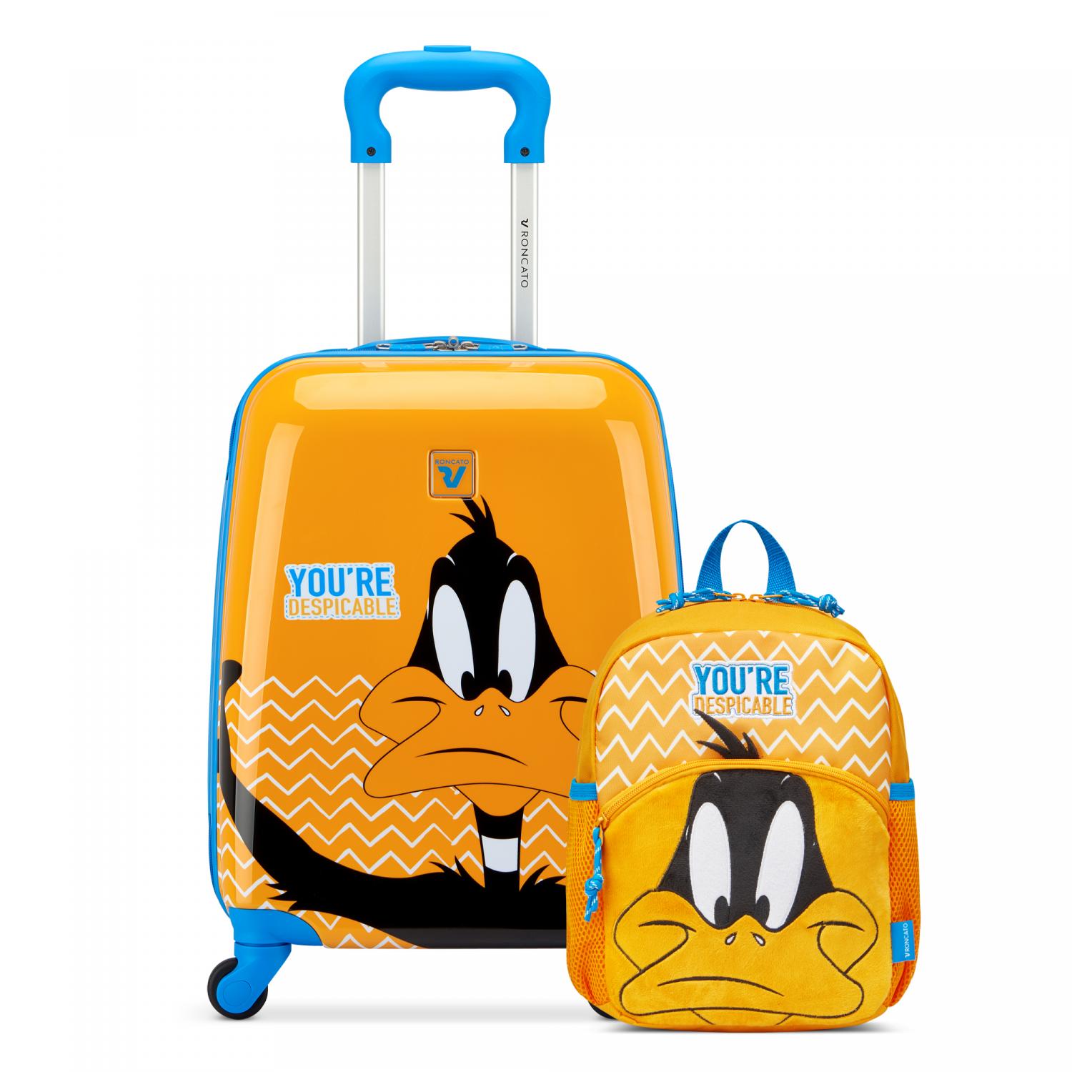 LOONEY TUNES Trolley bagaglio a mano 44x32x22 cm - Daffy Duck - LOONEY TUNES Zaino da viaggio 32x24x12 cm - Daffy Duck