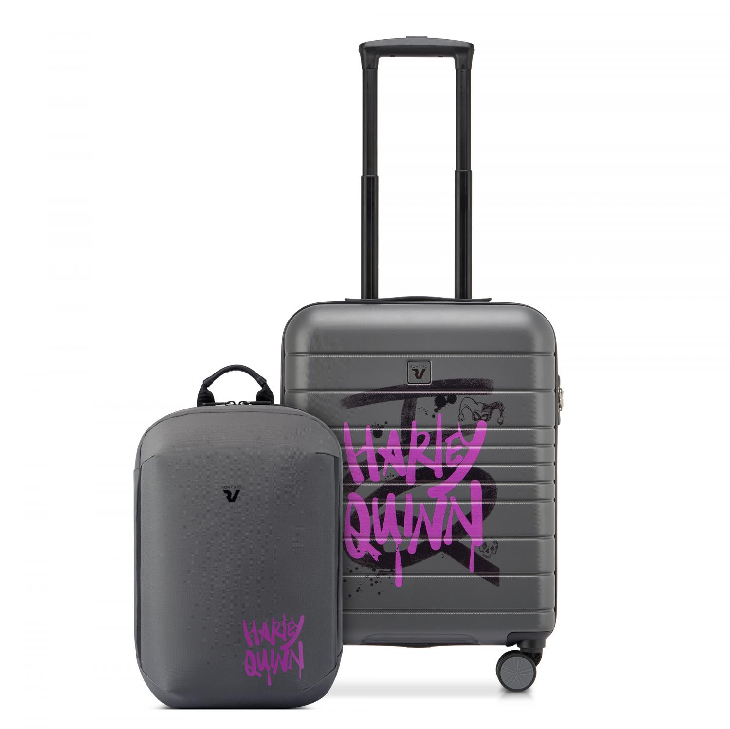 WARNER DC Trolley bagaglio a mano 55x40x20 cm - Harley Quinn - WARNER DC Zaino da viaggio porta PC 15.6 -  40x30x15 cm - Harley Quinn
