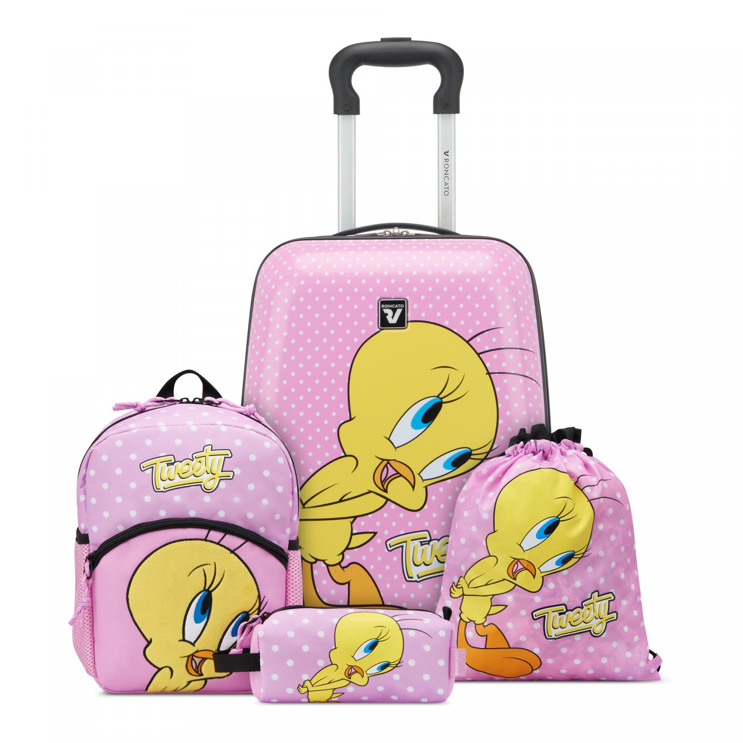 LOONEY TUNES DLX Trolley bagaglio a mano 44x31x22 cm - Tweety - LOONEY TUNES DLX Zaino bambino - Titti