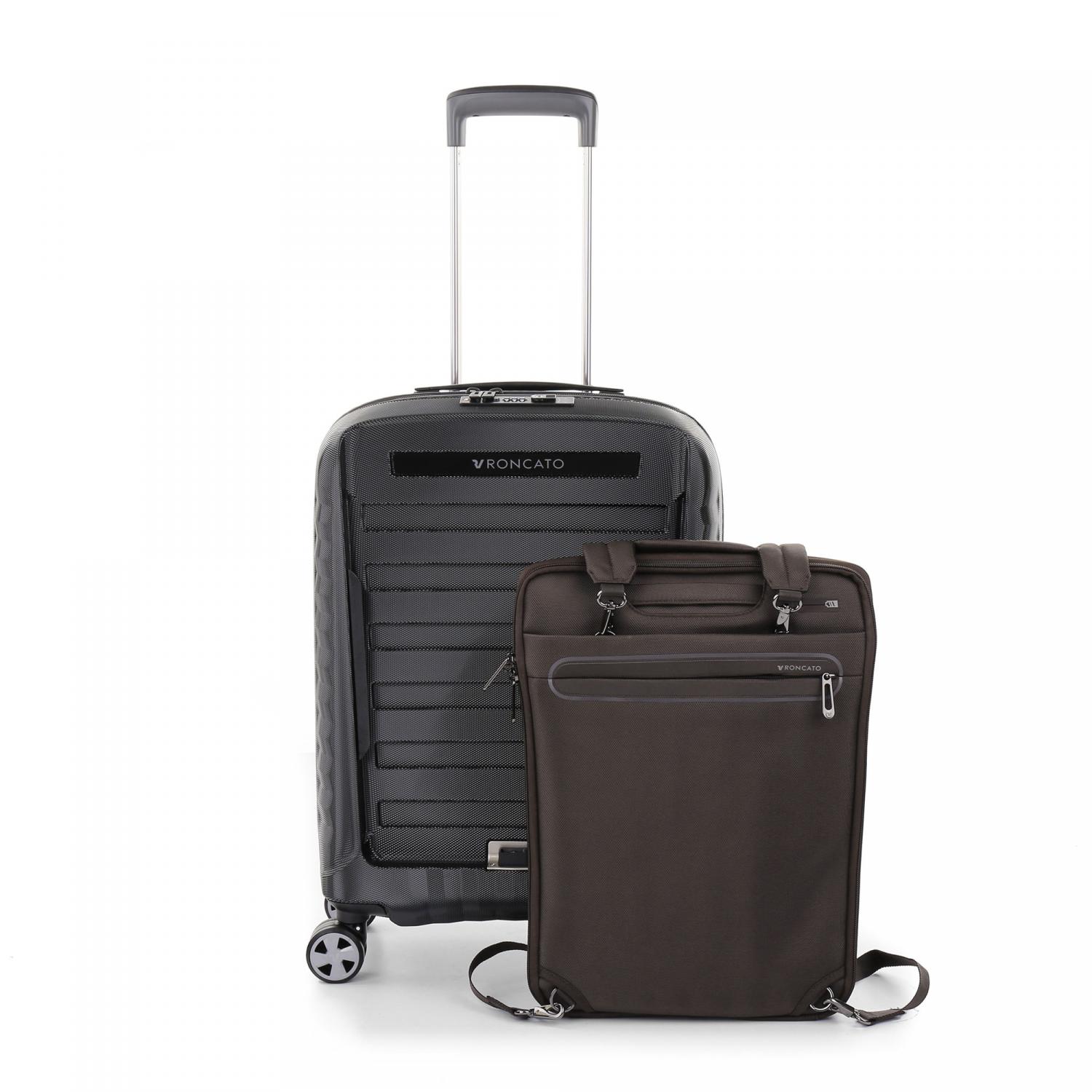 DOUBLE PREMIUM Trolley bagaglio a mano Espandibile -  55x40x20/23 cm Espandibile - Marrone