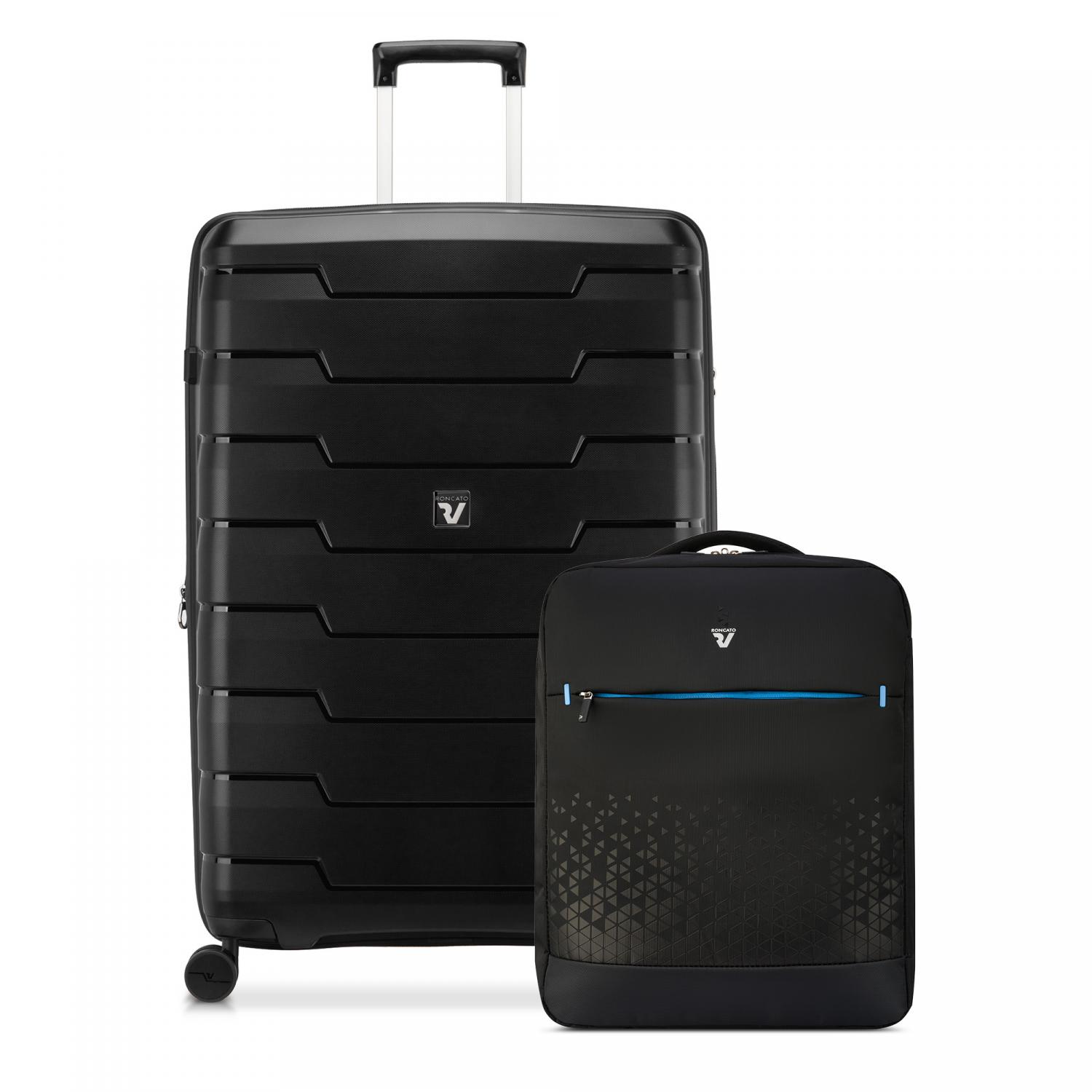SKYLINE 2.0 Trolley grande 79 cm Espandibile - Nero - CROSSLITE Easyjet Zaino da viaggio 45x36x20 cm - Nero