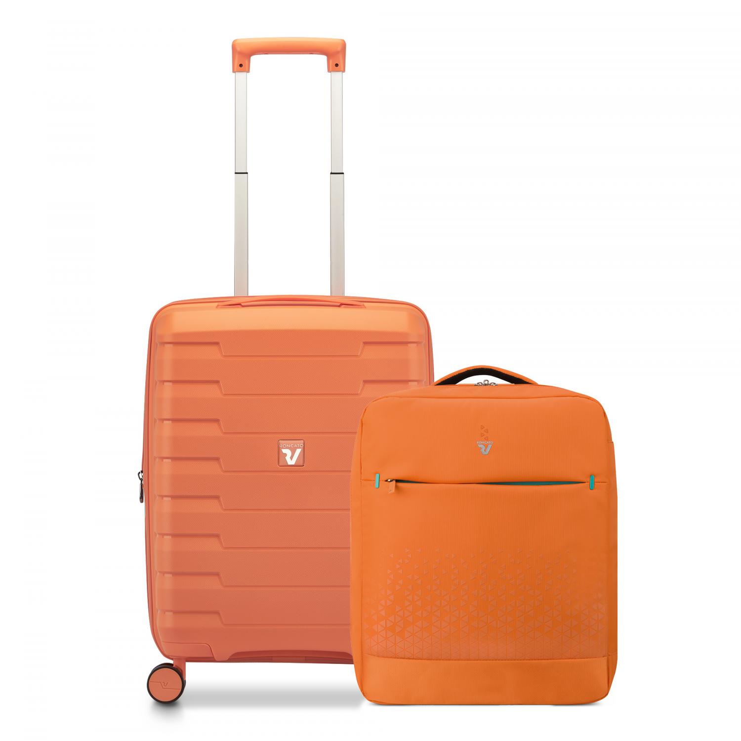 SKYLINE 2.0 Trolley bagaglio a mano 55x40x20/25 cm Espandibile - Mango - CROSSLITE Easyjet Zaino da viaggio 45x36x20 cm - Mango