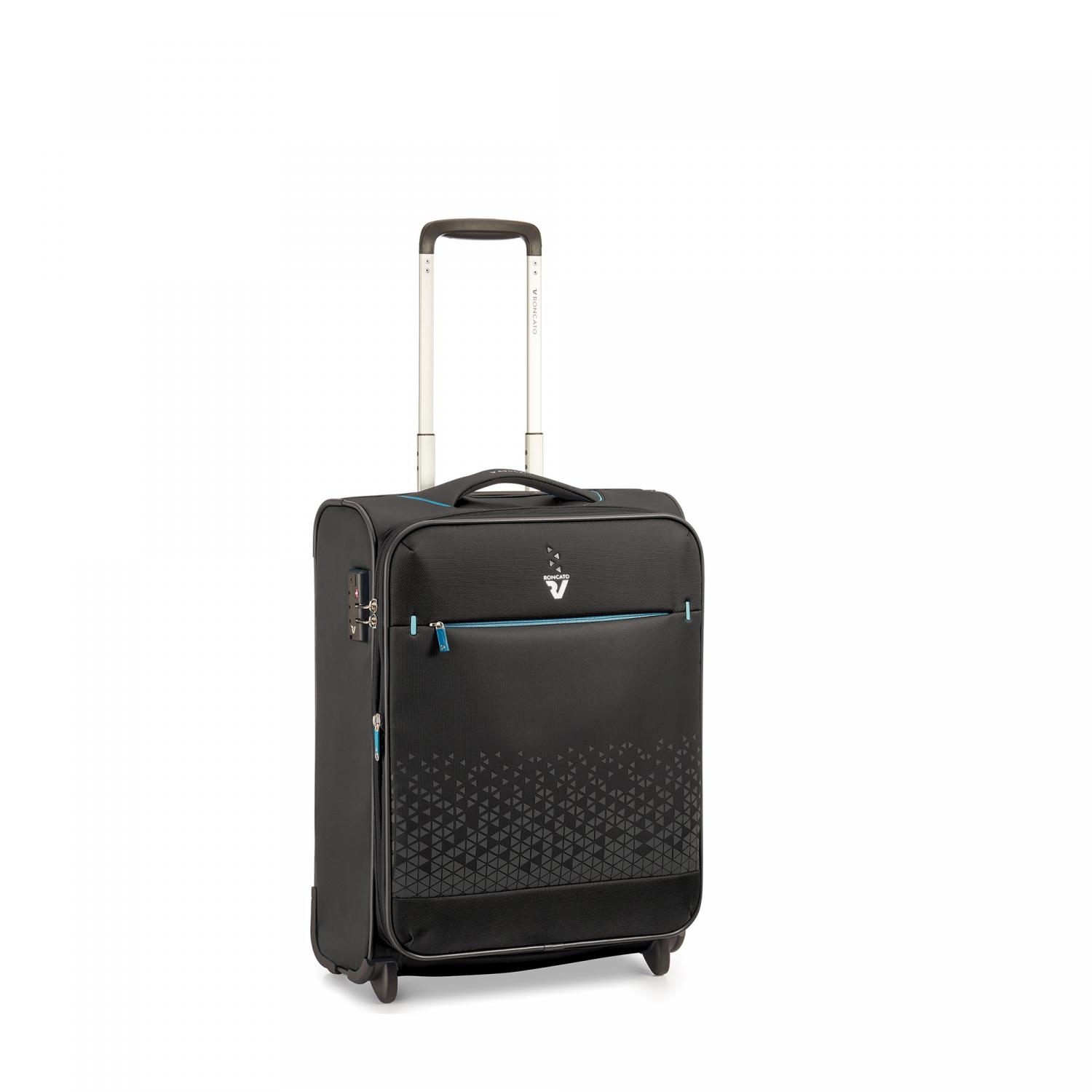 Roncato Crosslite Trolley Bagaglio A Mano 2 Ruote 55x40x20/23 Cm Espandibile - Nero