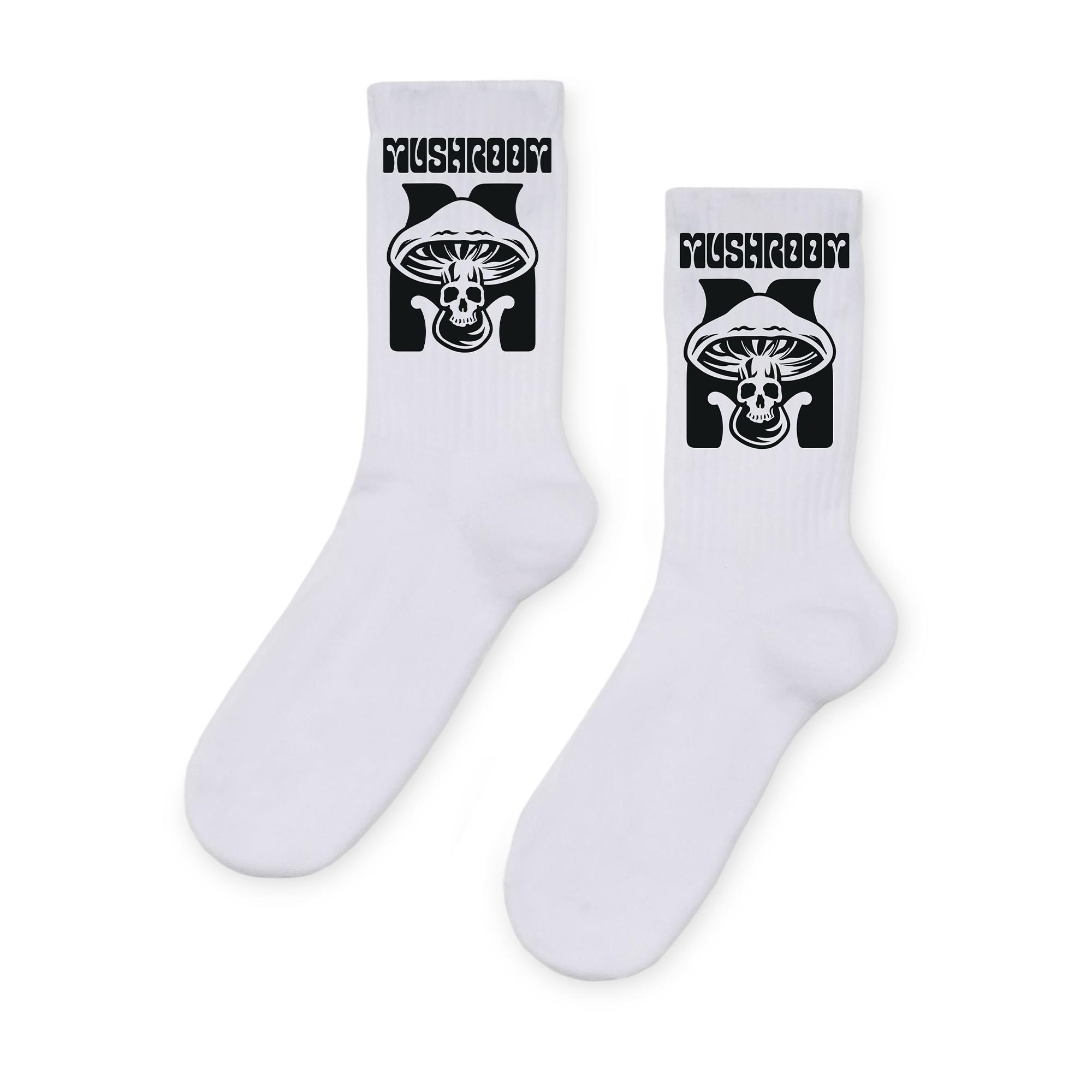 Mushroom Socks Logo White 