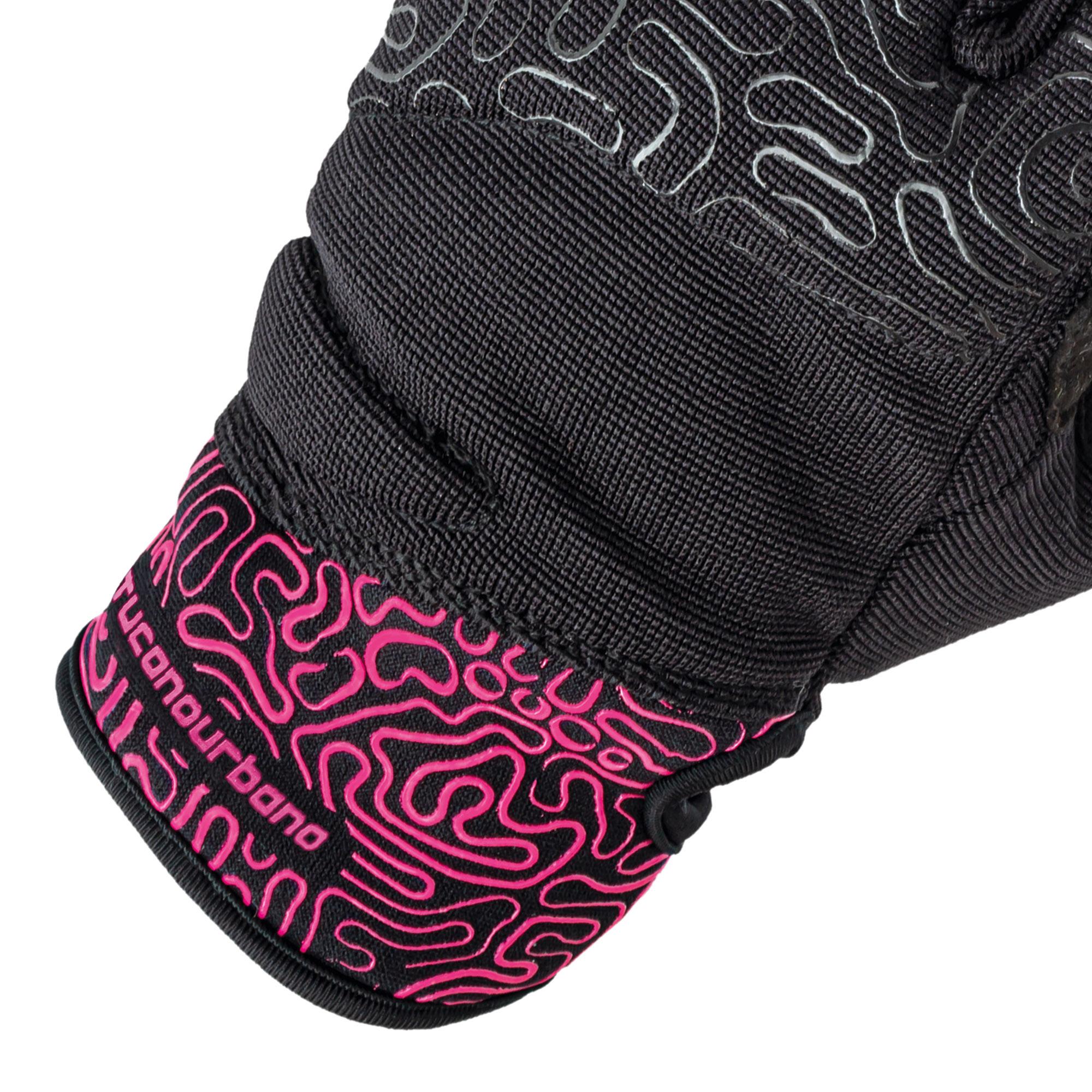 Lady Miky Gloves Black–Fuchsia Graphic 