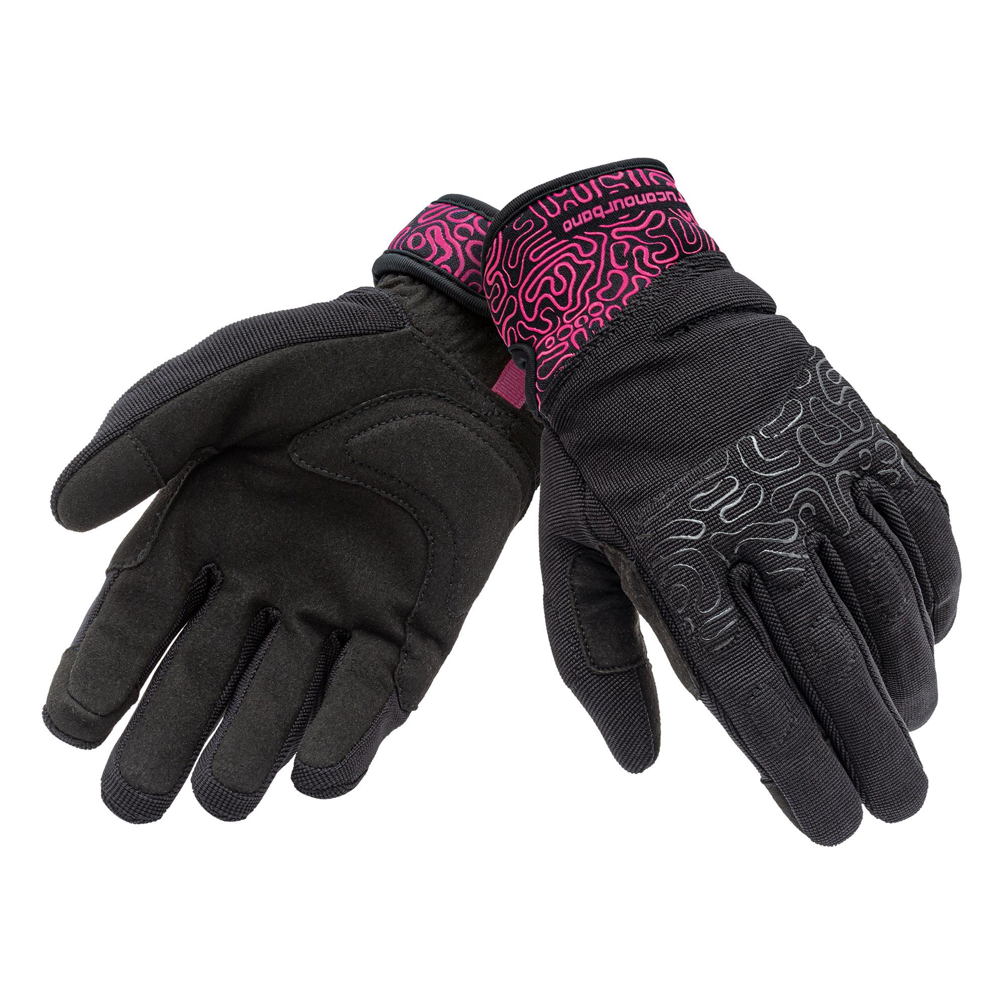 Lady Miky Gloves Black–Fuchsia Graphic 